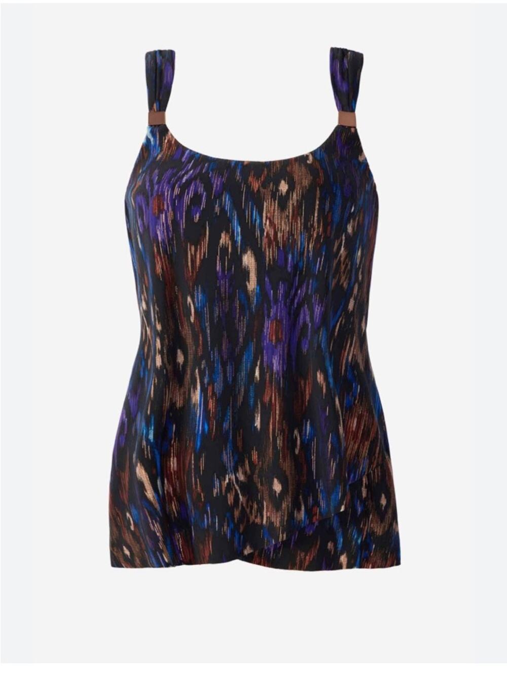 Miraclesuit size 16 xl swim suit bathing top black purple multi gold